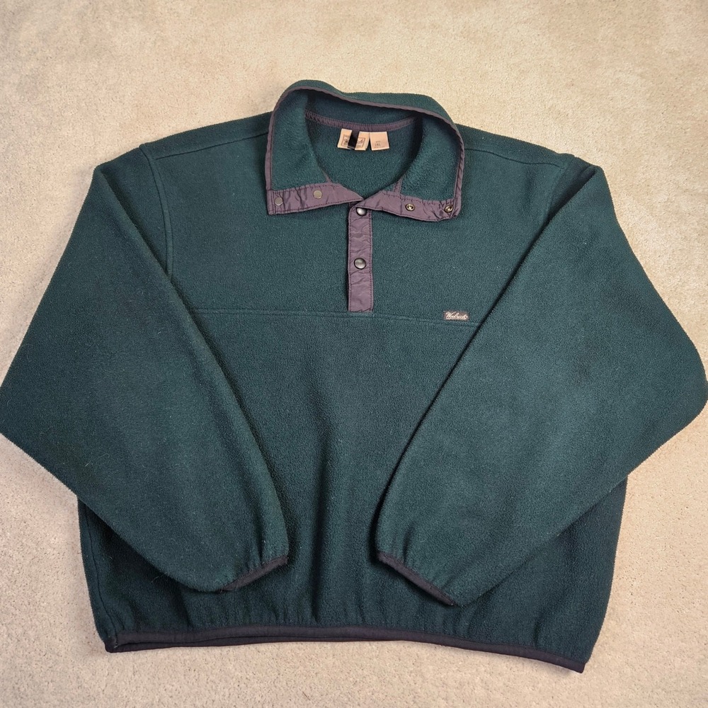 VTG Woolrich‎ Men's Sz 2XL Green Polartec Fleece Pullover Outdoor Quarter Button